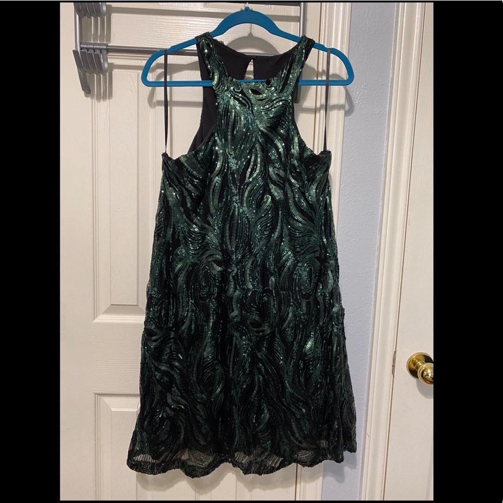 Green/Black Sequin A-Line Dress size L